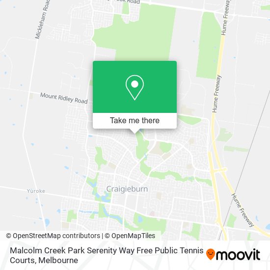 Malcolm Creek Park Serenity Way Free Public Tennis Courts map