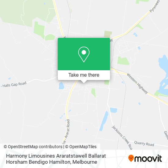 Harmony Limousines Araratstawell Ballarat Horsham Bendigo Hamilton map