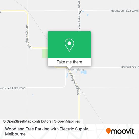 Woodland Free Parking with Electric Supply map