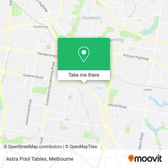 Mapa Astra Pool Tables