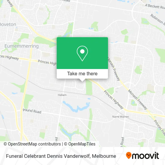 Funeral Celebrant Dennis Vanderwolf map