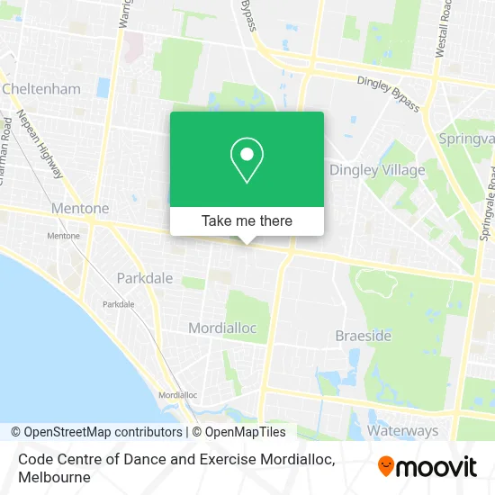 Mapa Code Centre of Dance and Exercise Mordialloc