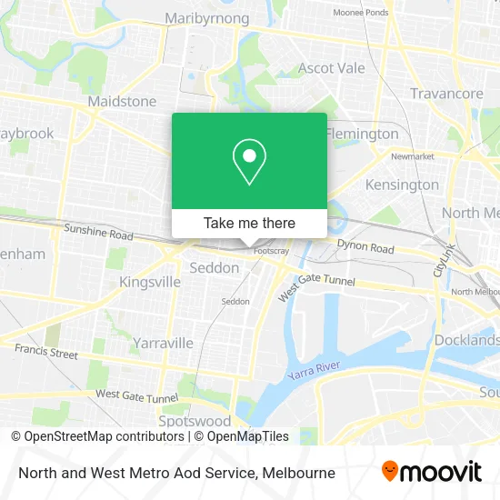 North and West Metro Aod Service map