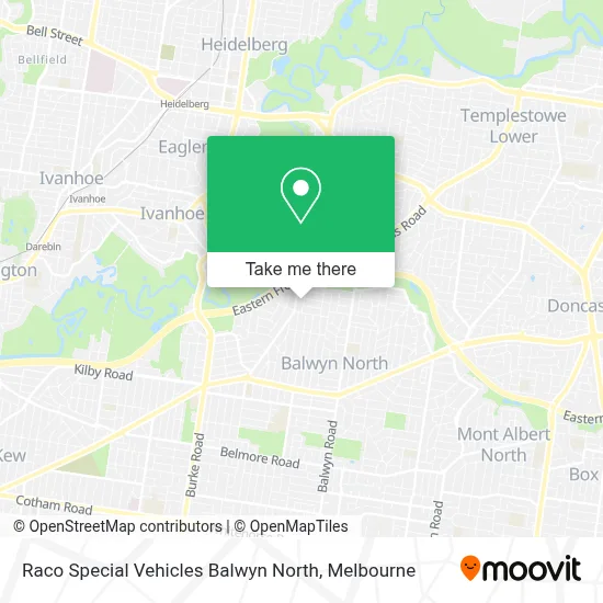 Mapa Raco Special Vehicles Balwyn North