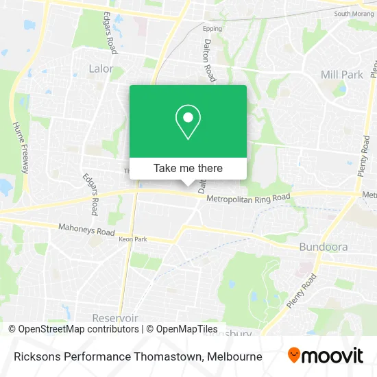 Mapa Ricksons Performance Thomastown