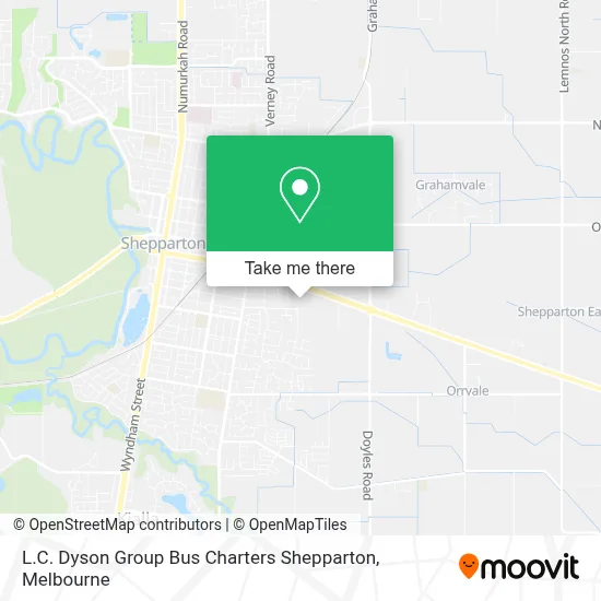 Mapa L.C. Dyson Group Bus Charters Shepparton