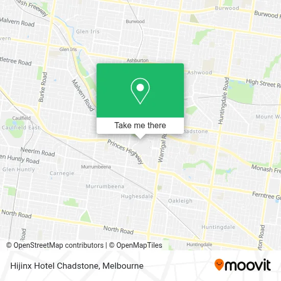 Mapa Hijinx Hotel Chadstone