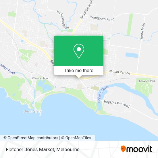 How to get to Fletcher Jones Market in Warrnambool by bus or train?