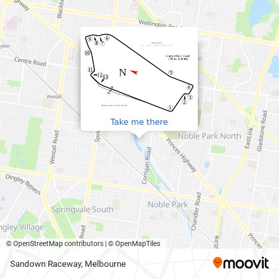 Sandown Raceway map