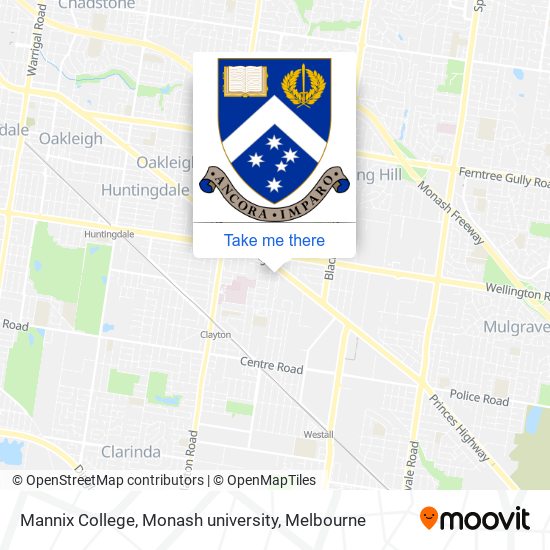 Mannix College, Monash university map
