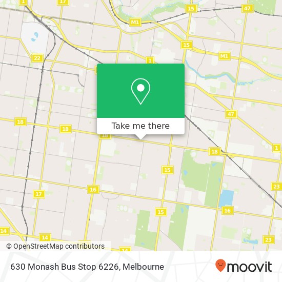 Mapa 630 Monash Bus Stop 6226