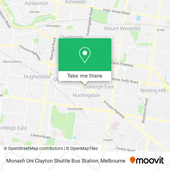 Monash Uni Clayton Shuttle Bus Station map