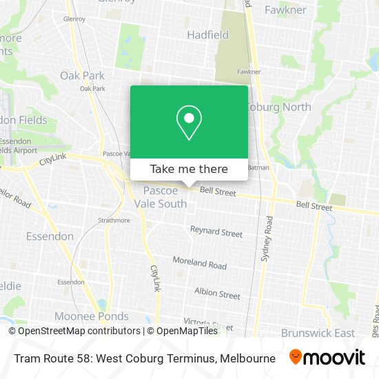 Tram Route 58: West Coburg Terminus map