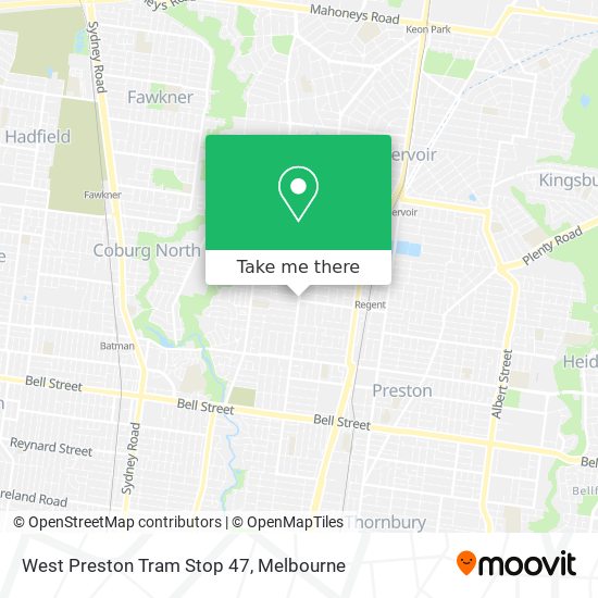 West Preston Tram Stop 47 map
