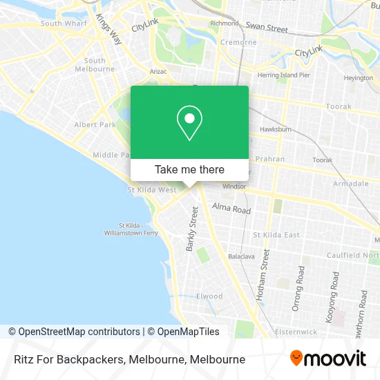 Mapa Ritz For Backpackers, Melbourne