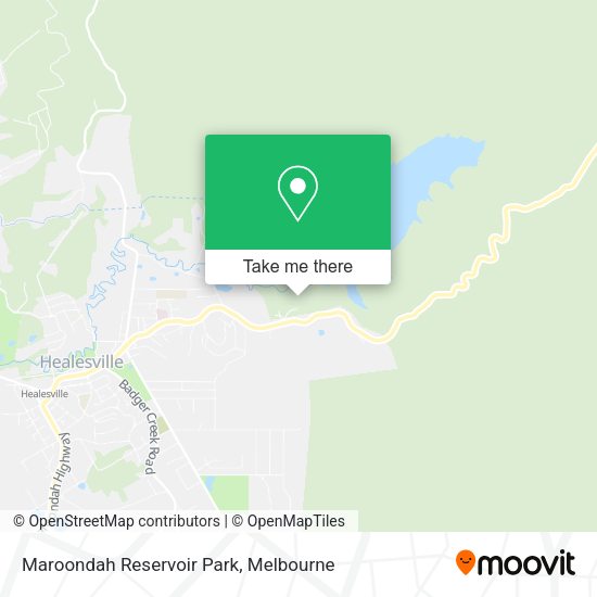 How to get to Maroondah Reservoir Park in Healesville by bus or train?