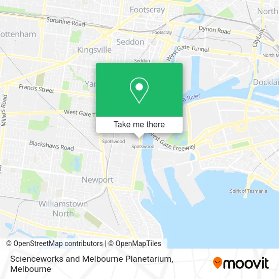 Scienceworks and Melbourne Planetarium map