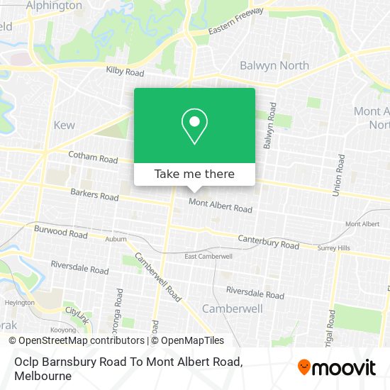Oclp Barnsbury Road To Mont Albert Road map