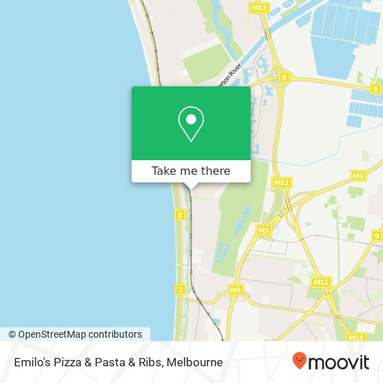 Emilo's Pizza & Pasta & Ribs, 112 Railway Pde Seaford VIC 3198 map