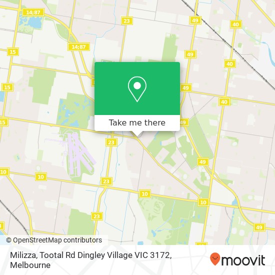 Milizza, Tootal Rd Dingley Village VIC 3172 map