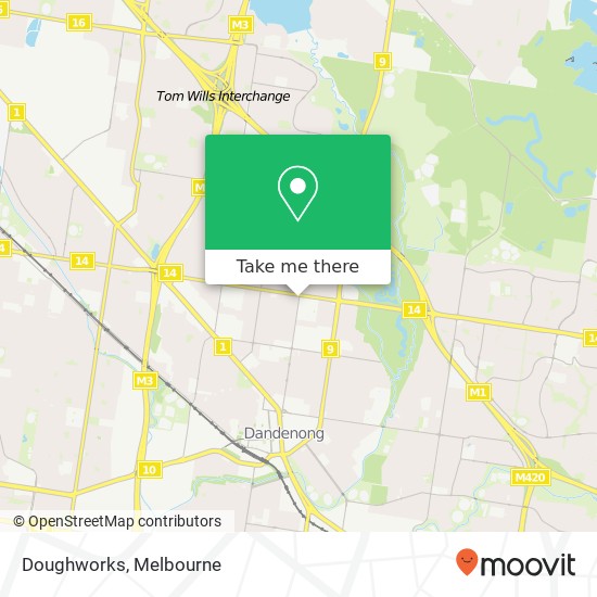 Mapa Doughworks, Cleeland St Dandenong VIC 3175