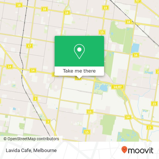 Mapa Lavida Cafe, 58 Alex Ave Moorabbin VIC 3189