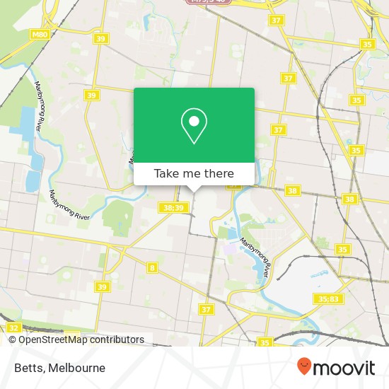 Mapa Betts, Rosamond Rd Maribyrnong VIC 3032