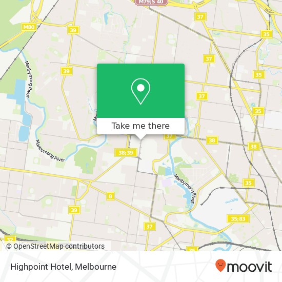 Mapa Highpoint Hotel, Rosamond Rd Maribyrnong VIC 3032