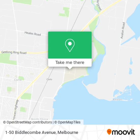1-50 Biddlecombe Avenue map