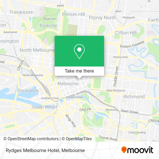 Mapa Rydges Melbourne Hotel