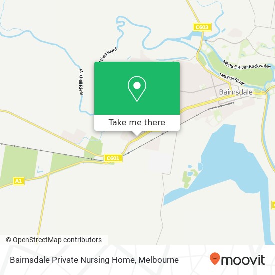 Mapa Bairnsdale Private Nursing Home