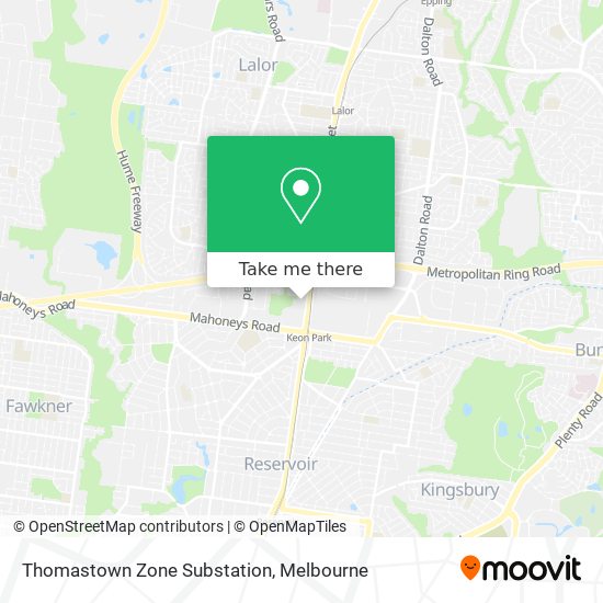 Thomastown Zone Substation map