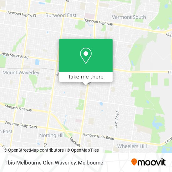 Mapa Ibis Melbourne Glen Waverley