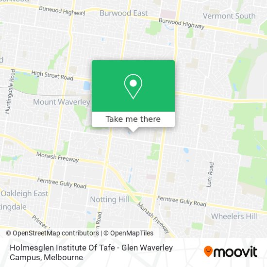 Mapa Holmesglen Institute Of Tafe - Glen Waverley Campus