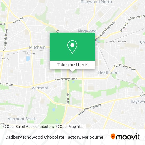 Cadbury Ringwood Chocolate Factory map