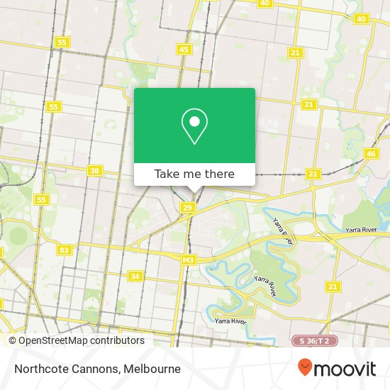 Mapa Northcote Cannons