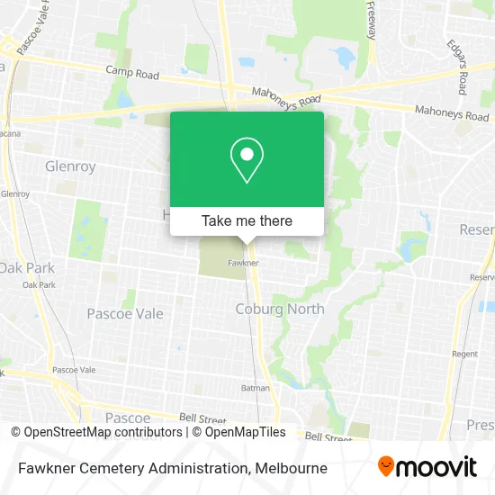 Mapa Fawkner Cemetery Administration