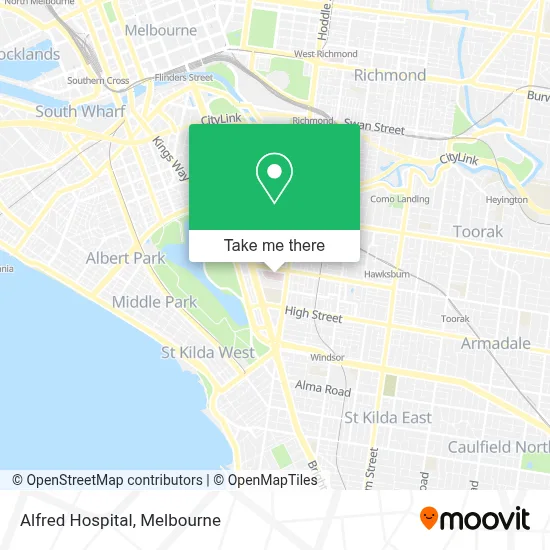 Mapa Alfred Hospital