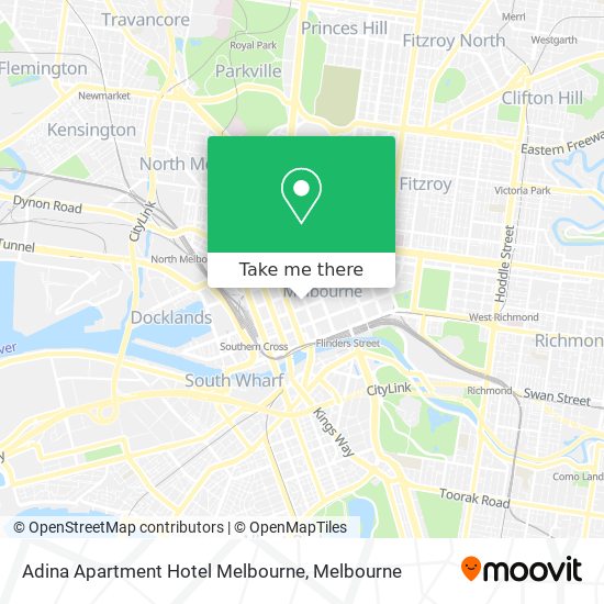 Mapa Adina Apartment Hotel Melbourne