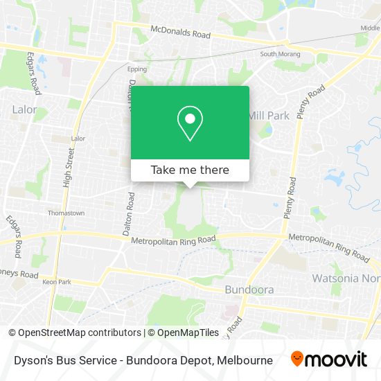 Dyson's Bus Service - Bundoora Depot map