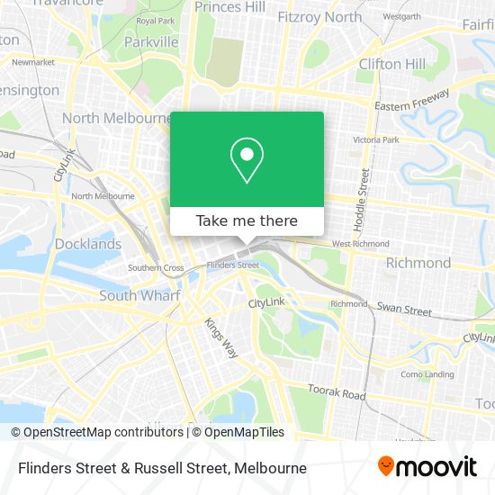 Flinders Street & Russell Street map