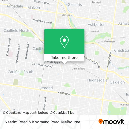 Neerim Road & Koornang Road map