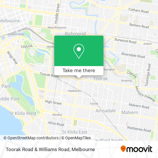 Toorak Road & Williams Road map