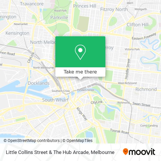 Mapa Little Collins Street & The Hub Arcade