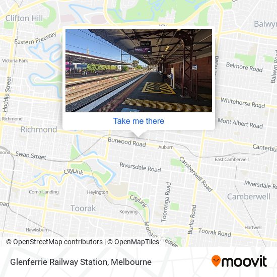 Mapa Glenferrie Railway Station