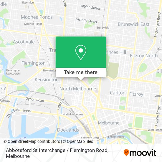 Abbotsford St Interchange / Flemington Road map