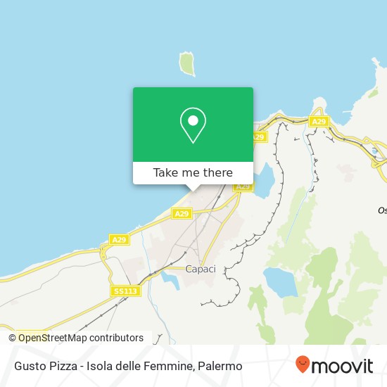 Gusto Pizza - Isola delle Femmine map