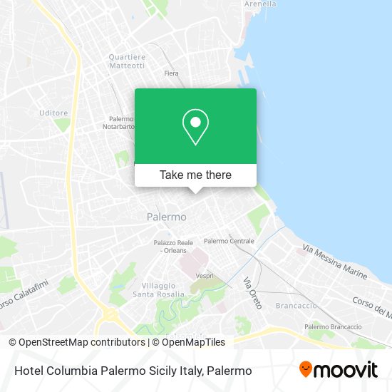 Hotel Columbia Palermo Sicily Italy map