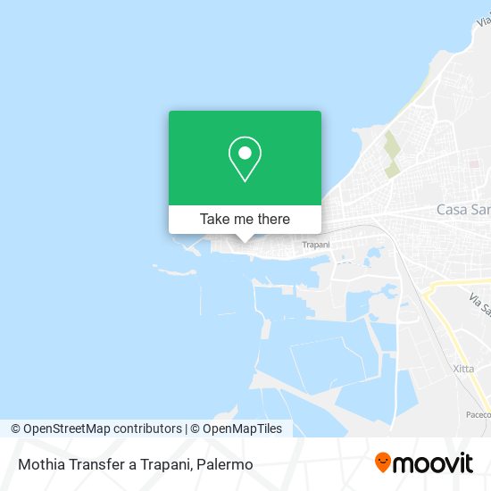 Mothia Transfer a Trapani map