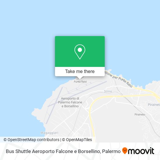 Bus Shuttle Aeroporto Falcone e Borsellino map